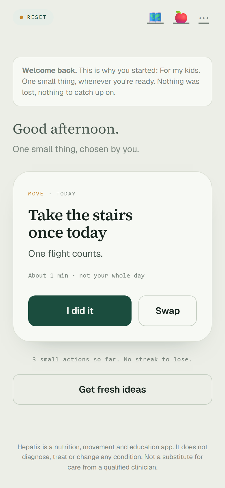 Hepatix: today's one small action